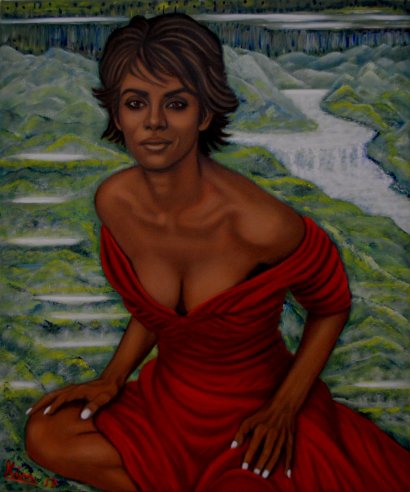 Oil Painting > Sands of Time > Halle Berry - Click Image to Close